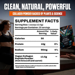 VEDGE cuchara con polvo midiendo 13.5 g de proteína por porción
