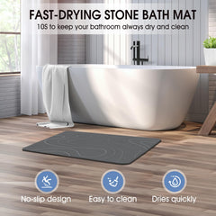 VEELOIM mat in shower with wet feet demonstrating instant water uptake