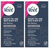 Veet frontal del envase mostrando tiras y beneficios suaves