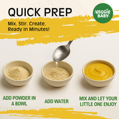 Veggie Baby mixing bowl with water and powder being stirred for quick prep