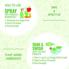 Veggie Wash etiqueta certificación USDA y lista de ingredientes vegetales seguros
