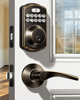 Veise KS01B front view showing oil rubbed bronze finish and modern handles for stylish security