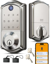 Veise VE017 front view in satin nickel showing sleek handle and lock benefits
