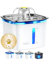 Veken front view fountain showing full reservoir and pet access benefit