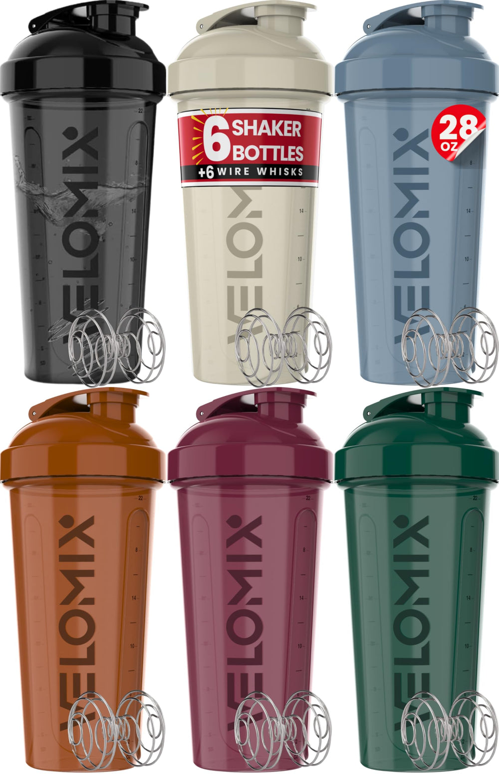 VELOMIX pack frontal de seis botellas tonos tierra, ideal para organización