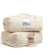 VeraMia front view canvas bag shows zipper and neat storage benefit