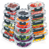 VERONES front view of boxed 30-piece set showing all containers and grey lids for quick identification