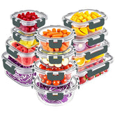 VERONES front view of full 12-pack with grey lids showing complete set and organization benefits