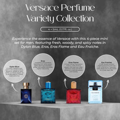 Versace primer plano de los mini frascos destacando diseño y acabado premium