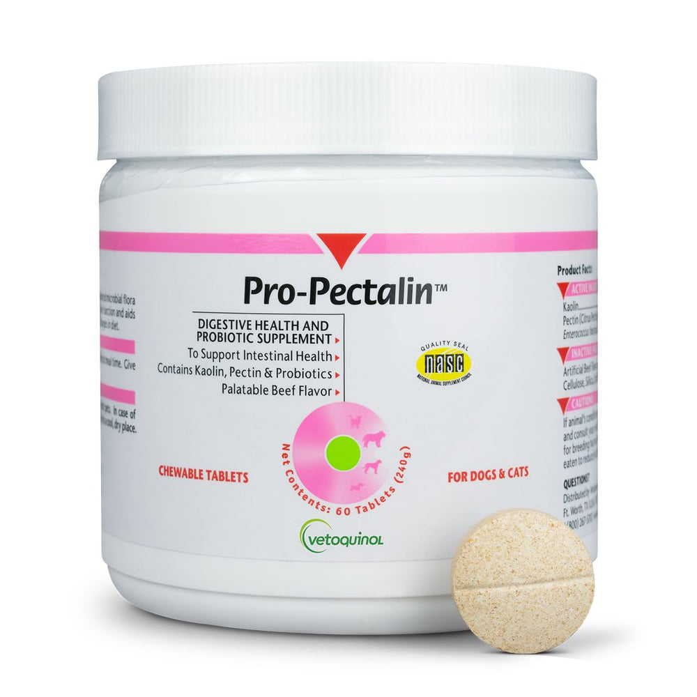 Vetoquinol Pro-Pectalin frasco de 60 tabletas, apoyo digestivo fácil