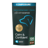 VETRISCIENCE front packaging showing calming chews and benefits