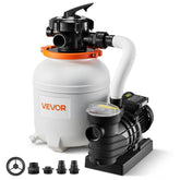VEVOR front view of sand filter pump showing compact layout and easy access
