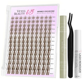 VEYESBEAUTY front packaging showing manga brown kit and components, easy selection benefit