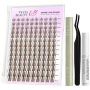 VEYESBEAUTY front packaging showing manga brown kit and components, easy selection benefit