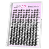 VEYESBEAUTY paquete frontal mostrando las Manga Lash Clusters y beneficio de fácil identificación