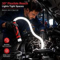 Veyvik la luz flexible iluminando un motor, facilita reparaciones