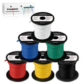 VIABRICO 14 gauge spools front view showing six colors and neat storage benefit