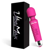 VibeMax front view showing pink body and controls, promotes quick targeted relief