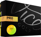 Vice Golf Pro Plus front packaging showing shade yellow orange fade and branding for standout visibility