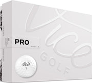 Vice Golf pelota frontal blanca mostrando logo y acabado para control preciso