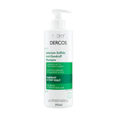 VICHY Dercos front bottle showing 13.8 oz size and medicated formula benefits