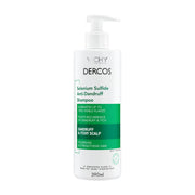 VICHY Dercos front bottle showing 13.8 oz size and medicated formula benefits