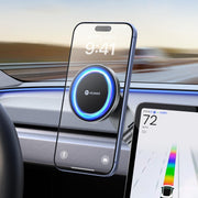 VICSEED front mount attached to Tesla touchscreen shows neat integration and stable hold