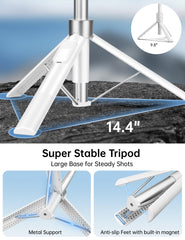 Victiv tripod collapsed beside a notebook to show compact 11.2-inch portability benefit