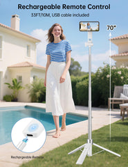 Victiv tripod fully extended to 70 inches demonstrating long-reach framing benefit