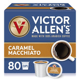 Victor Allen's caja frontal mostrando 80 cápsulas, conveniencia al instante