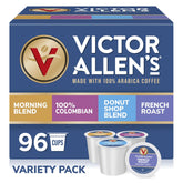 Victor Allen's Coffee vista frontal del empaque mostrando las cuatro mezclas, resalta variedad