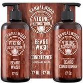 Viking Revolution front packaging showing sandalwood beard set benefits