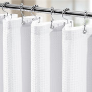 Vipfree front view of complete shower curtain set showing neat installation benefit