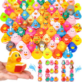 VISRIE front packaging showing 120 assorted rubber ducks, convenient bulk supply