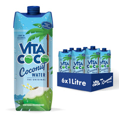 Vita Coco frontal pack de 6 mostrando botellas grandes y comodidad