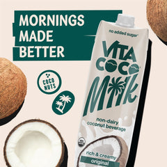 Vita Coco vertiéndose en vaso para demostrar textura cremosa