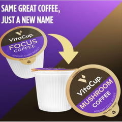 VitaCup primer plano de la mezcla en polvo mostrando textura y componentes de hongos