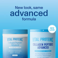 Vital Proteins tarro abierto con polvo listo para mezclar y práctico