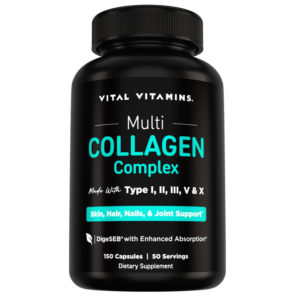 Vital Vitamins bote frontal mostrando 150 cápsulas y conveniencia diaria