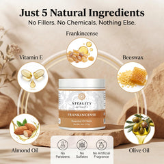 Vitality bálsamo de incienso con tapa abierta mostrando consistencia nutritiva