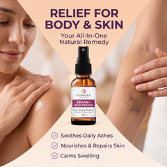 Vitality una gota del spray sobre piel demostrando absorción suave