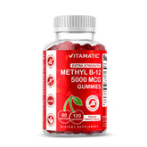 Vitamatic frasco frontal mostrando 120 gomitas y etiqueta clara