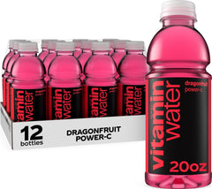 vitaminwater frontal del pack de 12 mostrando sabor dragonfruit y conveniencia