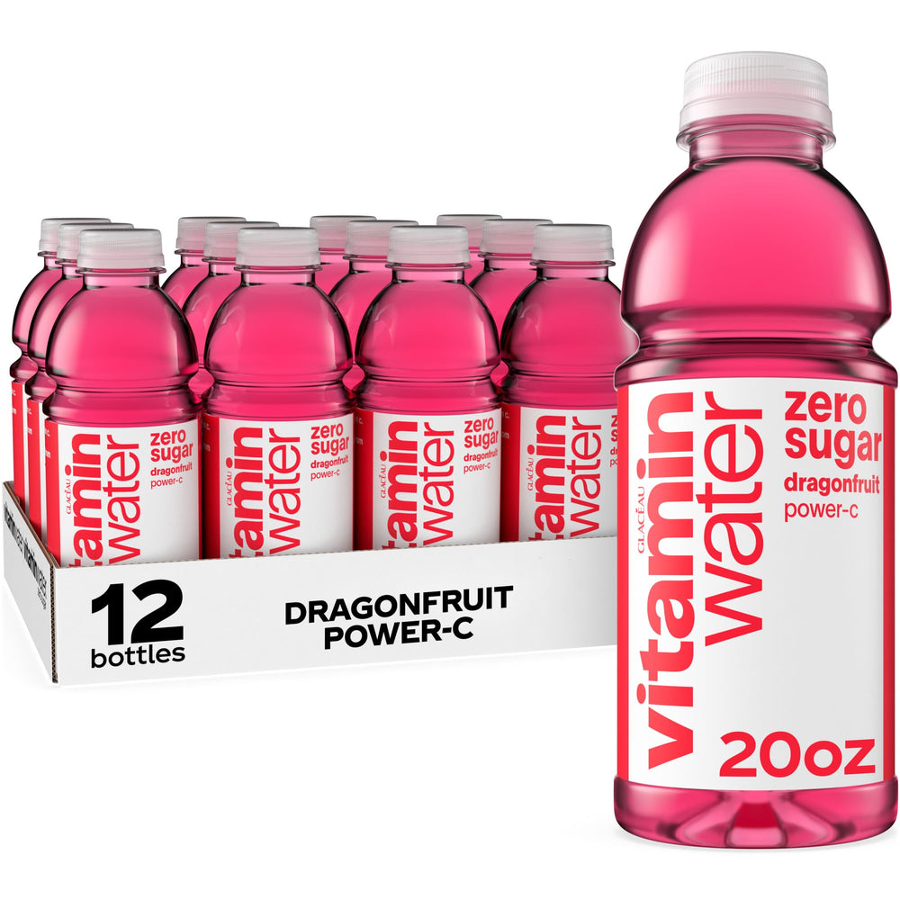 vitaminwater botella frontal con color llamativo y sabor dragonfruit