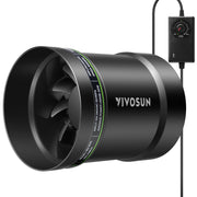VIVOSUN front view of 6-inch inline fan showing compact housing and airflow benefit