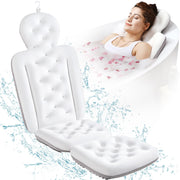 VOXOR full body bath pillow front view showing full-length cushioning and white finish for comfort