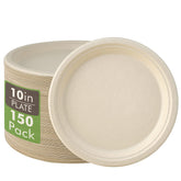 Vplus front pack of 150 10-inch plates showing quantity and eco benefit