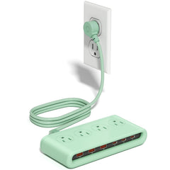 VPSUN regleta frontal mostrando tomas AC y USB, carga múltiple segura