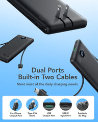VRURC detalle de cables integrados mostrando Lightning, USB-C y Micro USB útiles