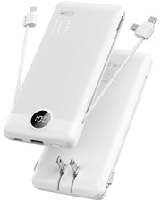 VRURC front view of compact power bank showing ports and branding for portability benefit